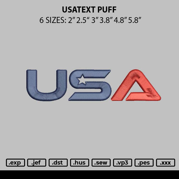 Usatext Puff Embroidery File 6 sizes