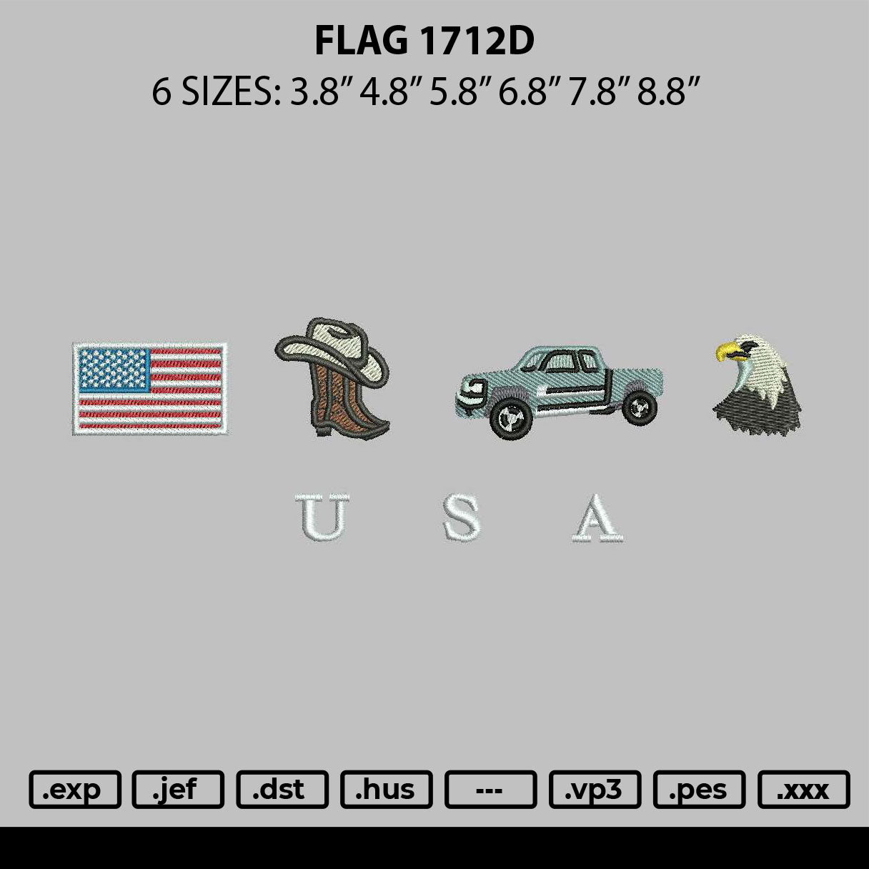 Flag 1712d Embroidery File 6 sizes