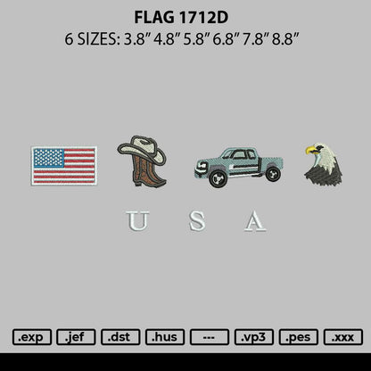 Flag 1712d Embroidery File 6 sizes