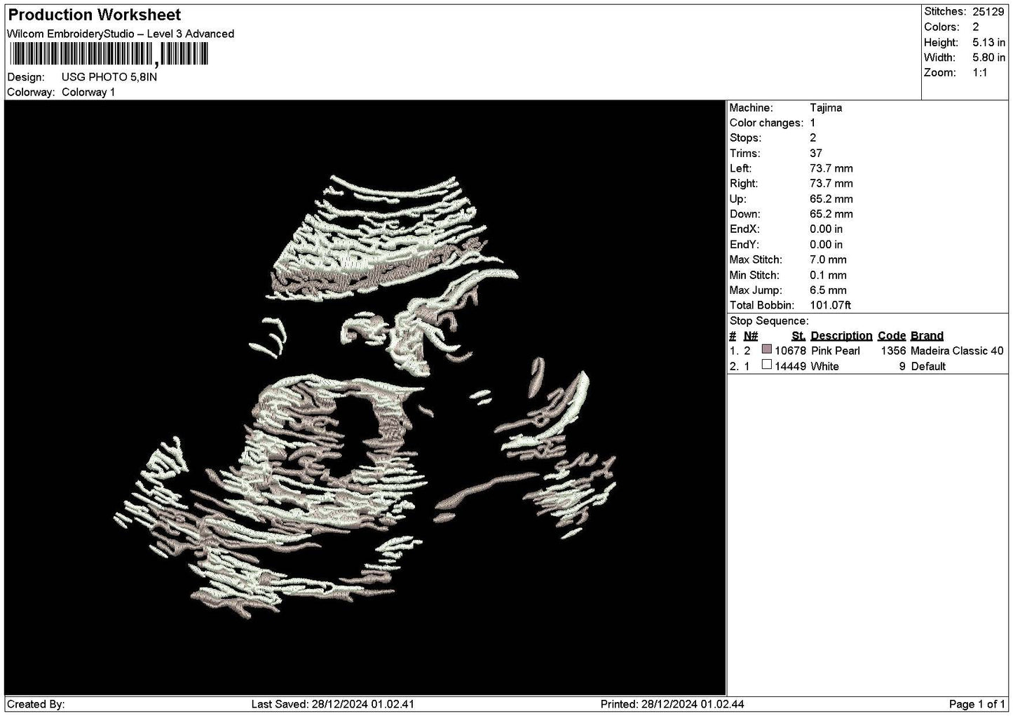 Usg Photo Embroidery File 6 sizes