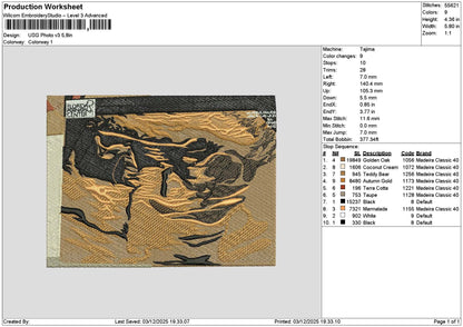 Usg Photo V3 Embroidery File 6 sizes