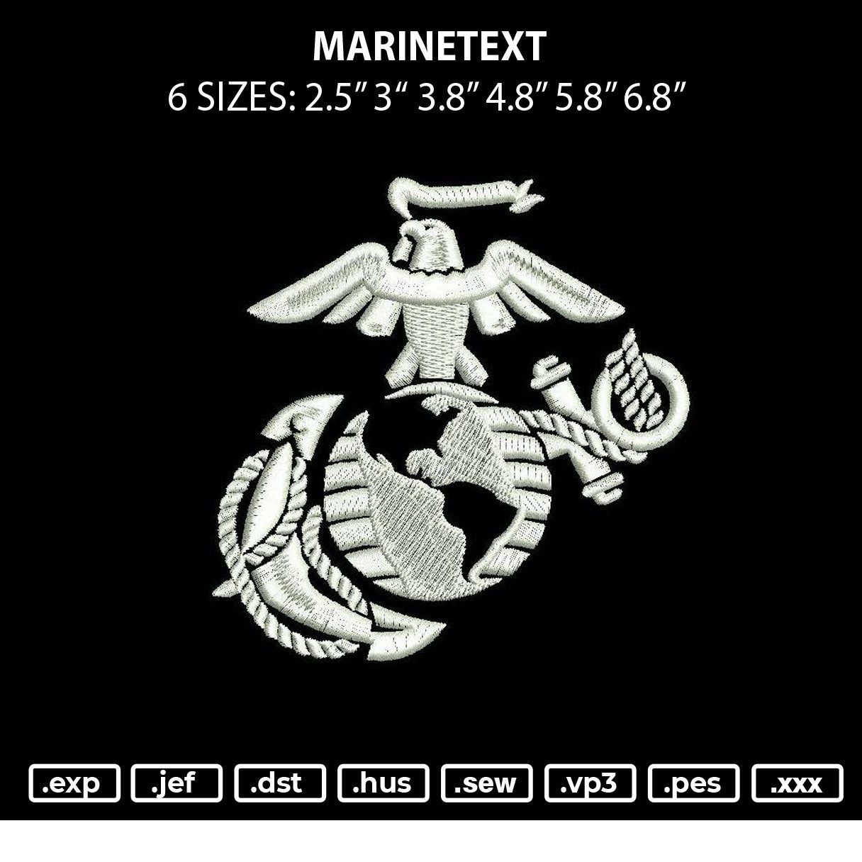 Marinetext Embroidery File 6 sizes