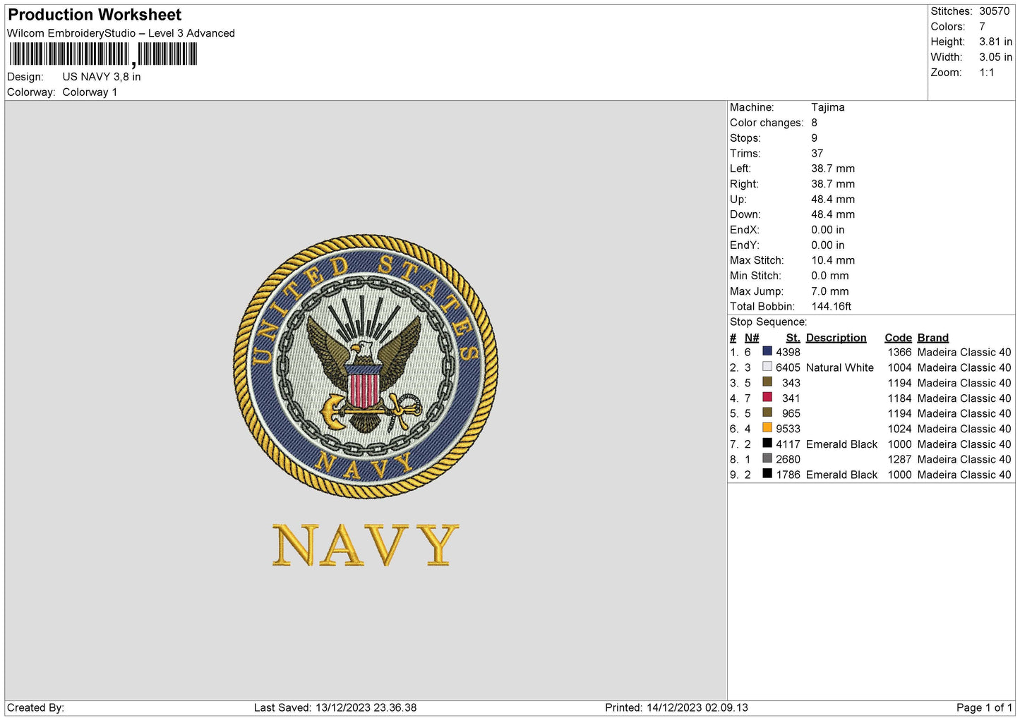 Navycircle Embroidery File 6 sizes
