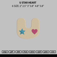 U Star Heart Embroidery File 6 sizes