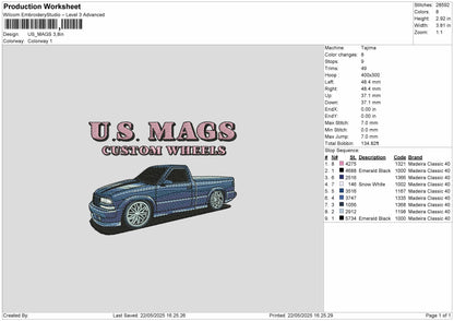 US MAGS Embroidery File 6 sizes