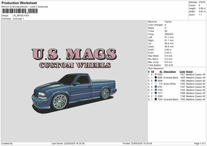 US MAGS Embroidery File 6 sizes