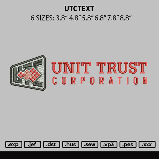 Utctext Embroidery File 6 sizes