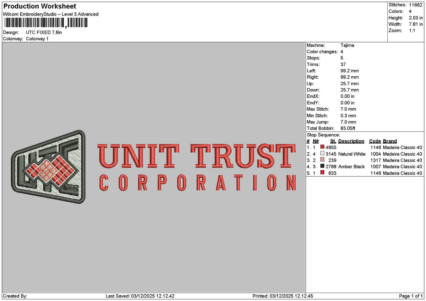 Utctext Embroidery File 6 sizes