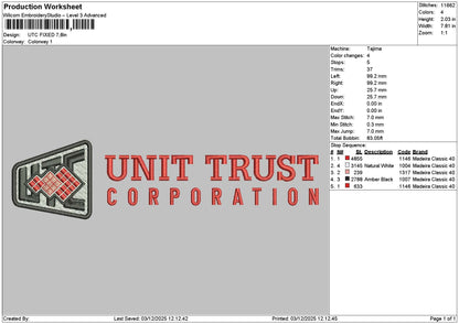Utctext Embroidery File 6 sizes