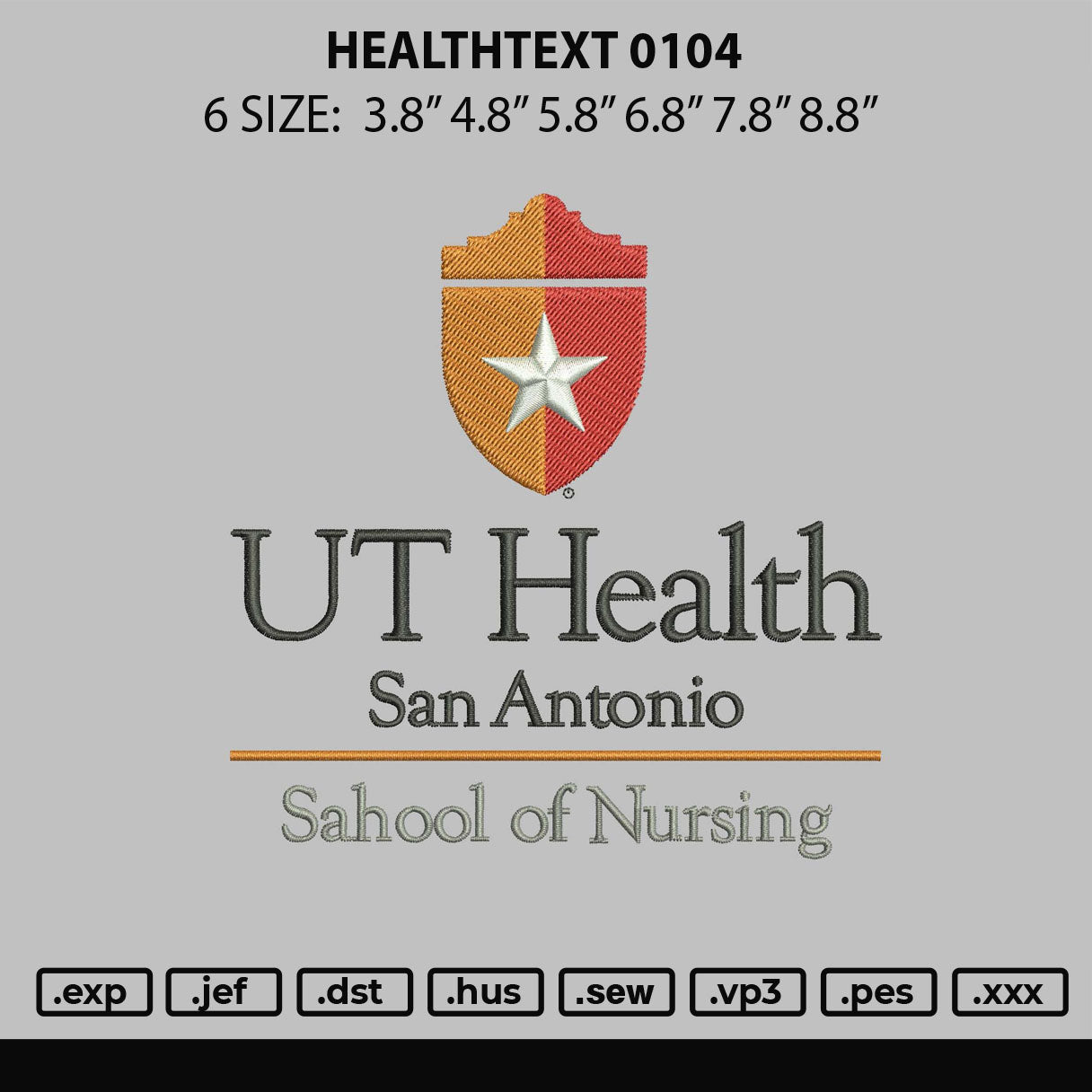 Healthtext 0104 Embroidery File 6 sizes