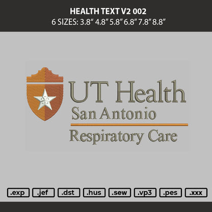 Health Text V2 002 Embroidery Machine Design File 6 sizes