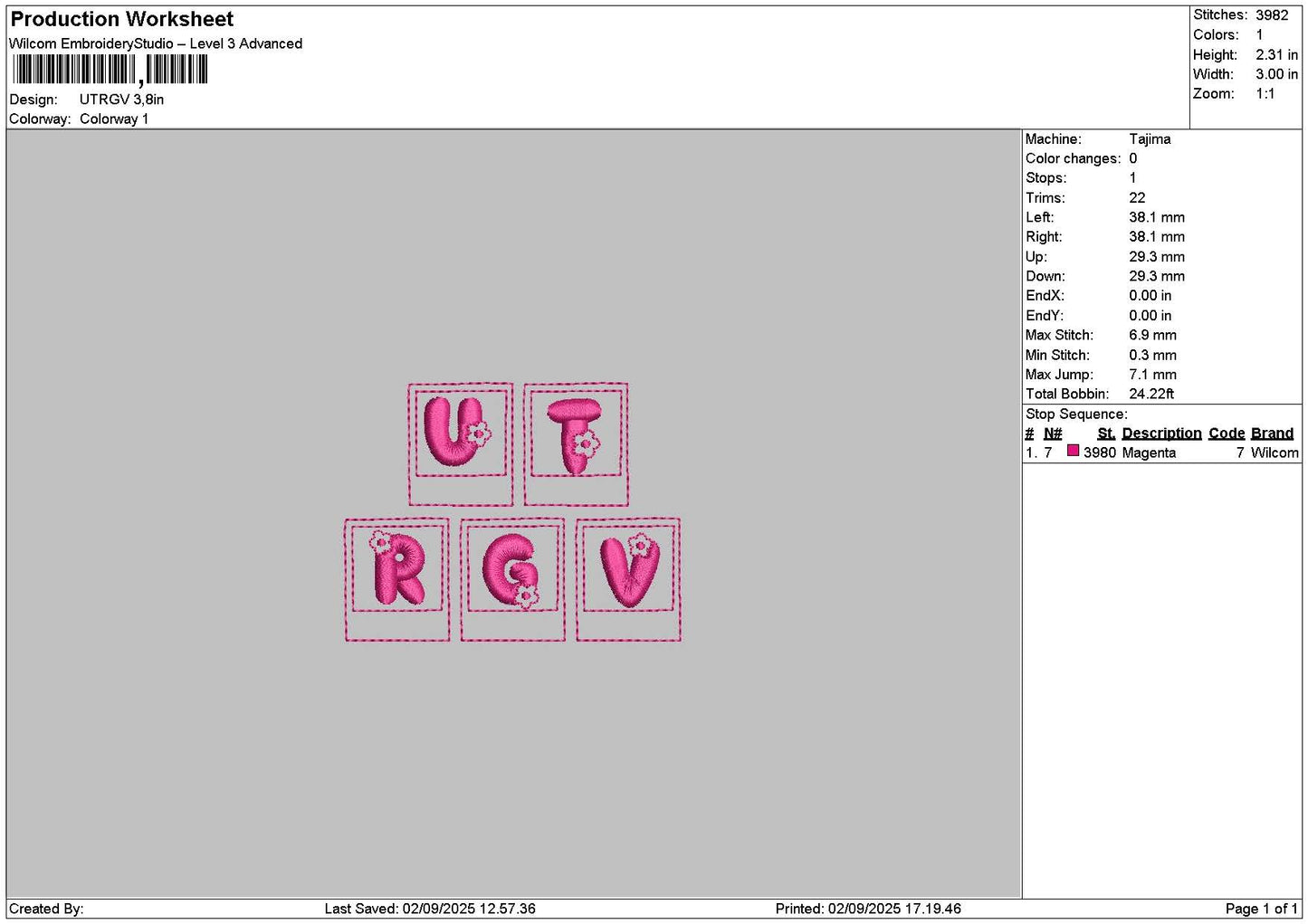 Utrgvtext Squares Embroidery File 6 sizes