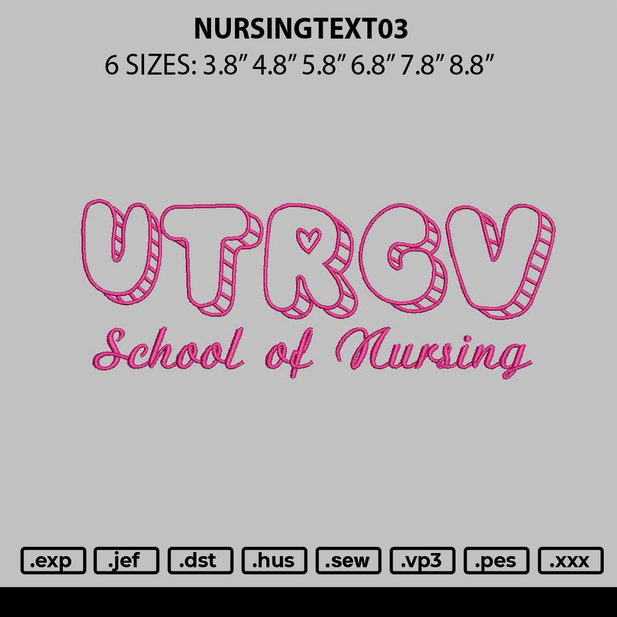 Nursingtext03 Embroidery File 6 sizes