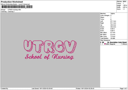 Nursingtext03 Embroidery File 6 sizes