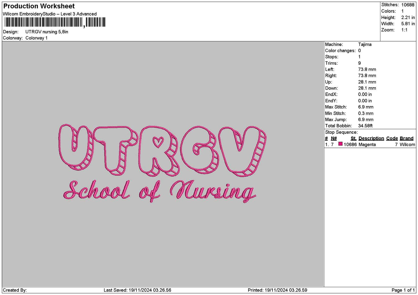 Nursingtext03 Embroidery File 6 sizes