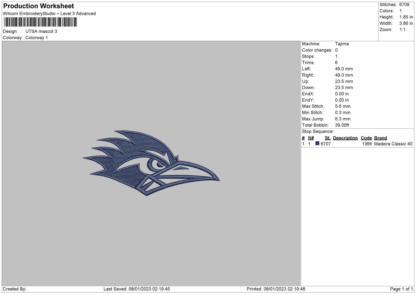 Utsa M Embroidery File 6 sizes