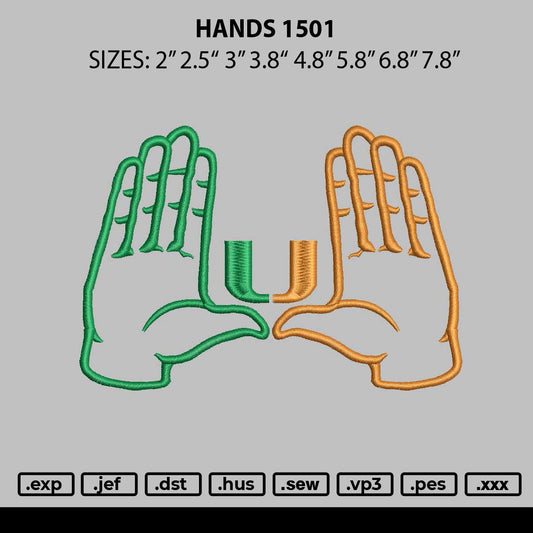 Hands 1501 Embroidery File 6 sizes