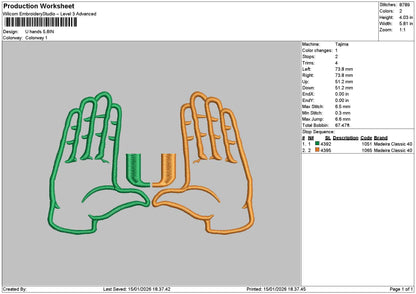 Hands 1501 Embroidery File 6 sizes