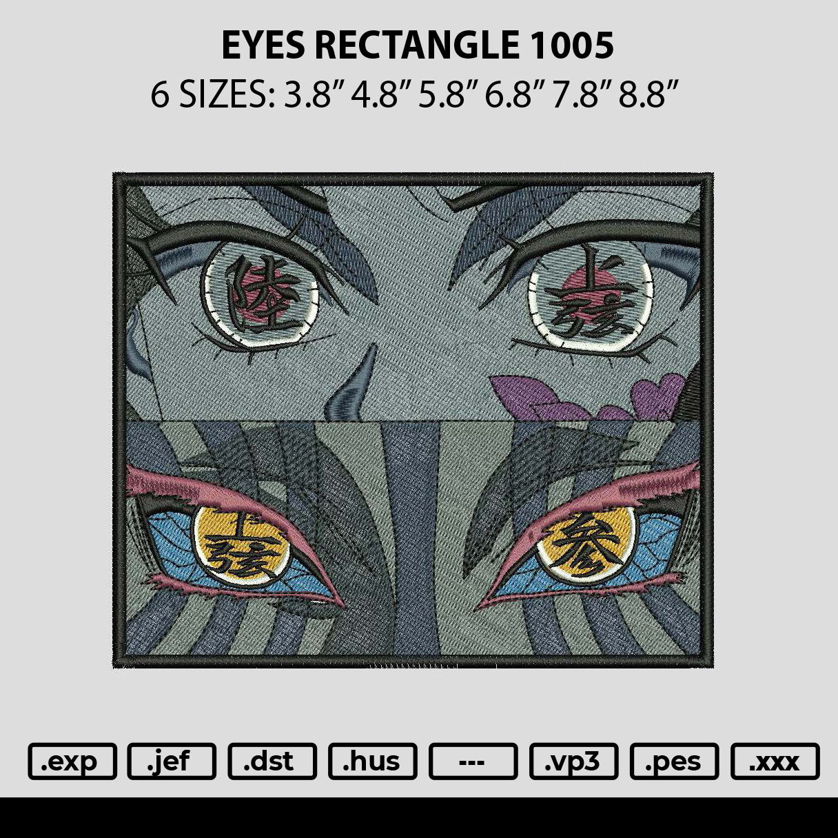Eyesrectangle 1005 Embroidery File 6 sizes