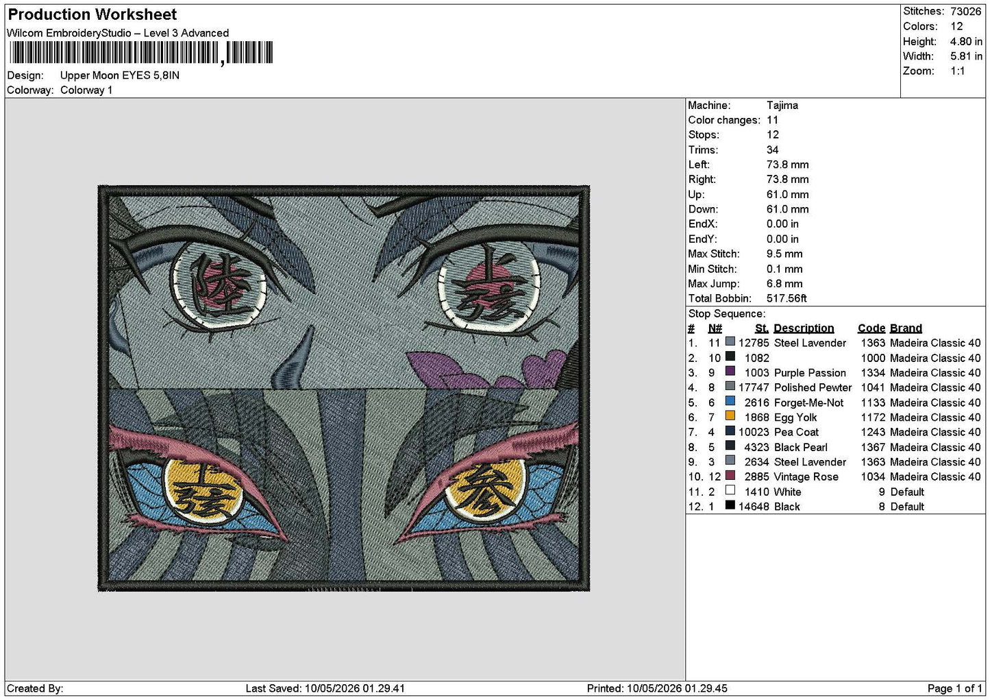 Eyesrectangle 1005 Embroidery File 6 sizes