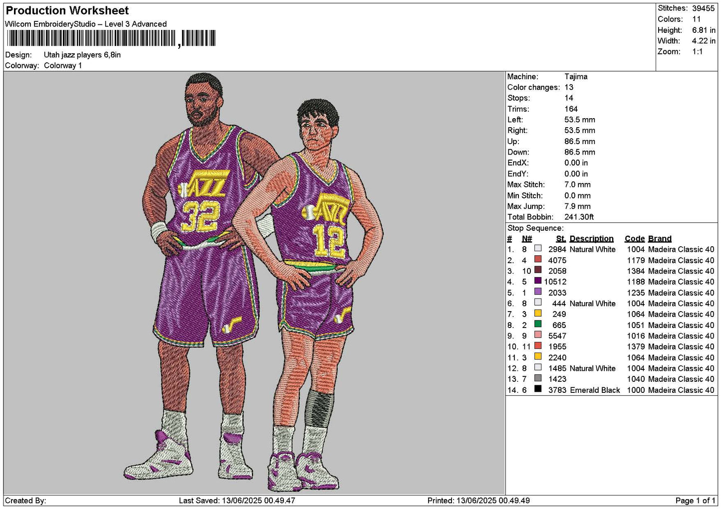Basketball Players Embroidery File 6 sizes