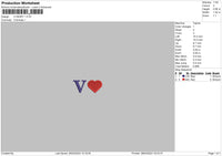 V Heart Embroidery File 6 sizes