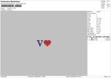 V Heart Embroidery File 6 sizes