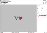 V Heart Embroidery File 6 sizes