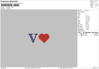 V Heart Embroidery File 6 sizes