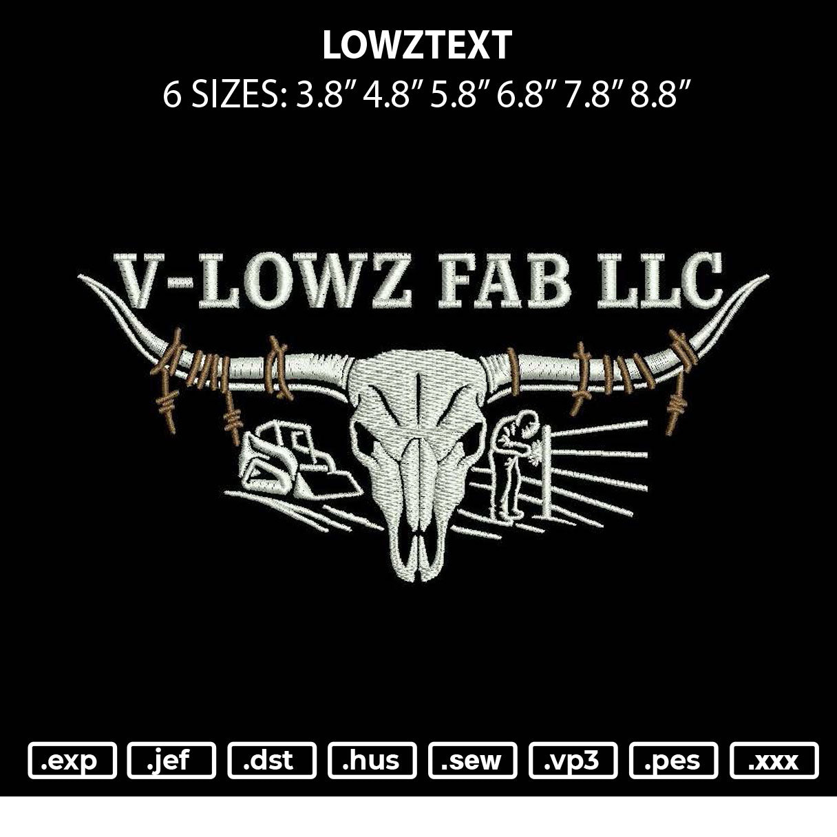 Lowztext Embroidery File 6 sizes