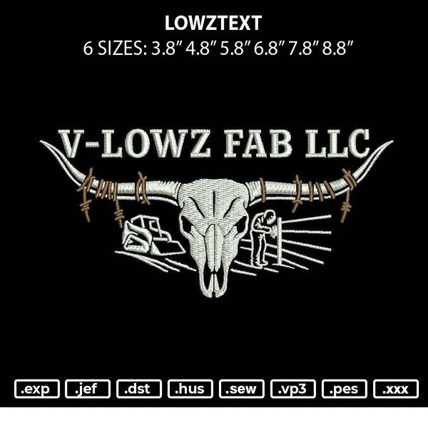 Lowztext Embroidery File 6 sizes