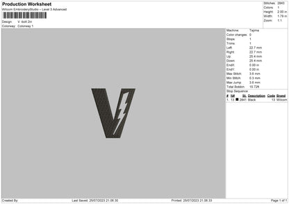 V Bolt Embroidery File 6 sizes