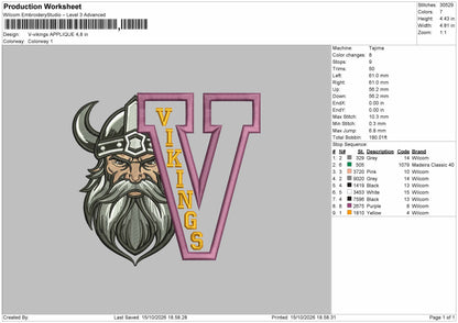 Vikings Applique Embroidery Machine Design File 6 sizes