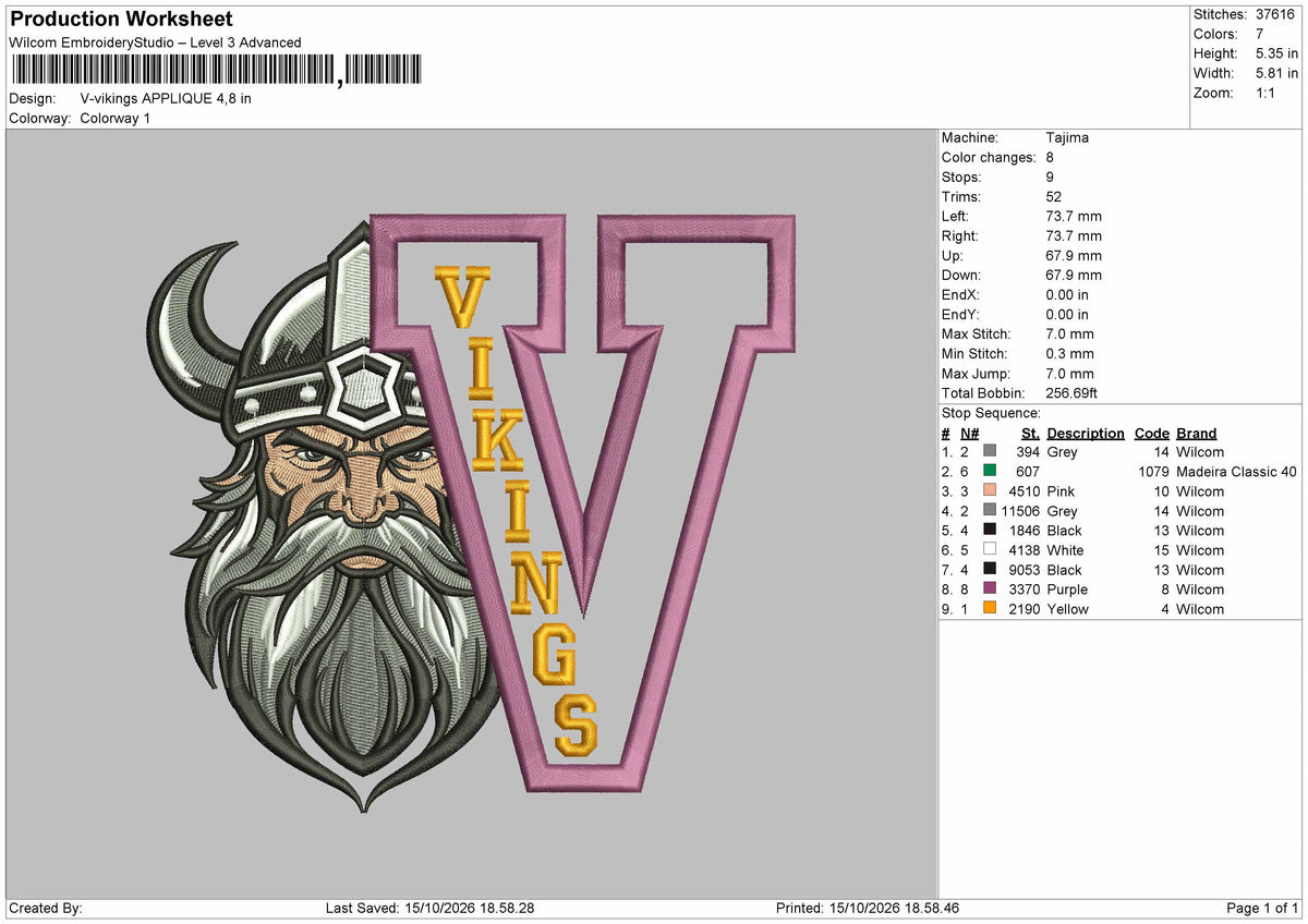Vikings Applique Embroidery Machine Design File 6 sizes
