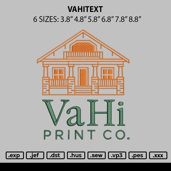 Vahitext Embroidery File 6 sizes