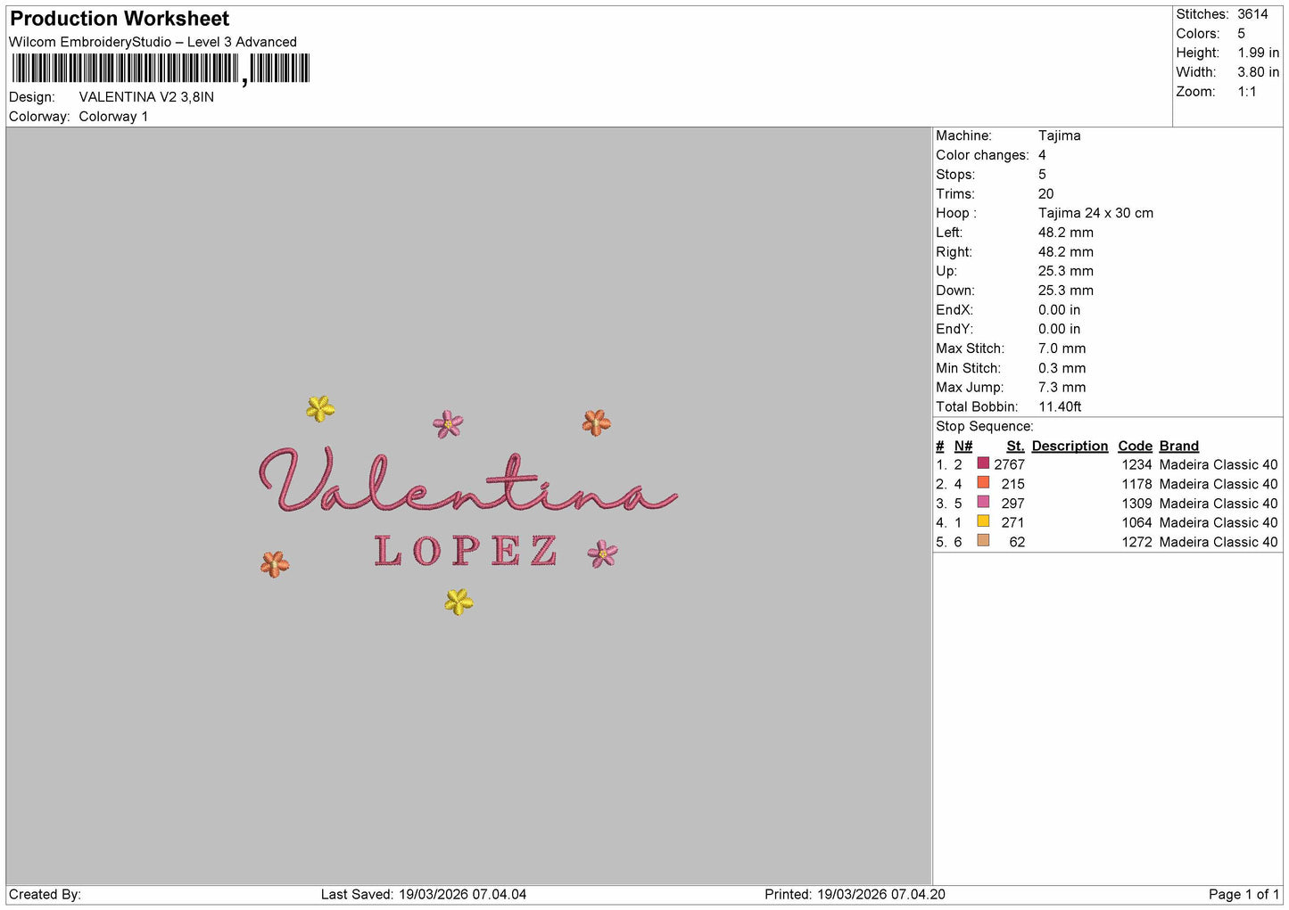 Valentina V2 Embroidery File 6 sizes