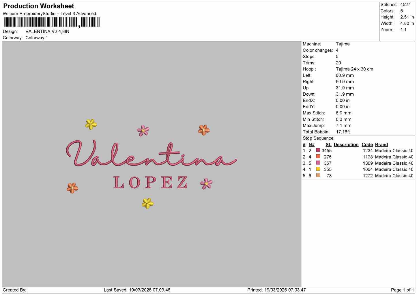 Valentina V2 Embroidery File 6 sizes