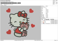 Valentine Kitty Embroidery File 6 sizes