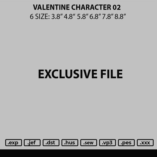 Valentine Character 02 Embroidery File 6 sizes