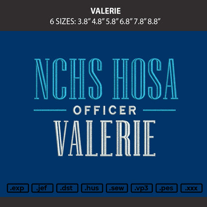 Valerie Embroidery Machine Design File 6 sizes