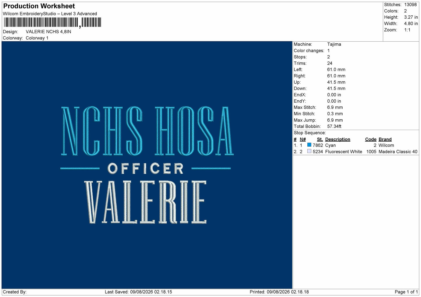 Valerie Embroidery Machine Design File 6 sizes