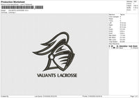 Valiants Lacrosse Embroidery File 4 size