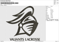 Valiants Lacrosse Embroidery File 4 size