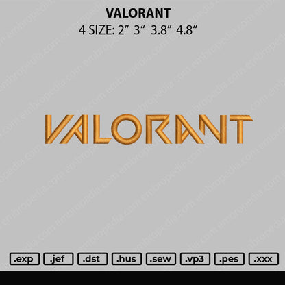 Valorant Embroidery File 4 size