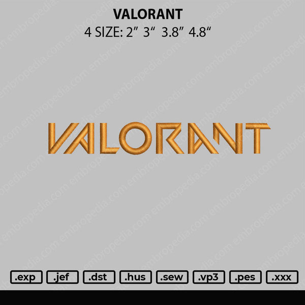 Valorant Embroidery File 4 size