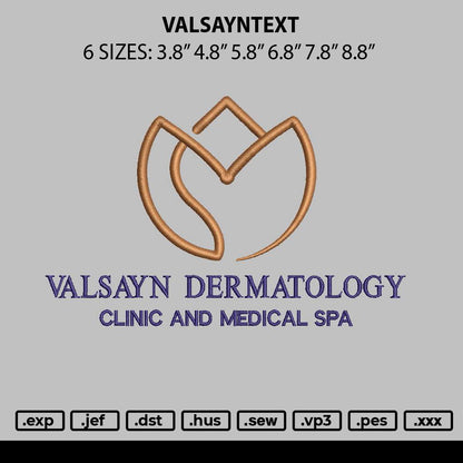 Valsayntext Embroidery File 6 sizes