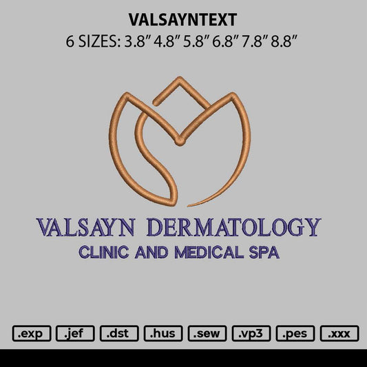 Valsayntext Embroidery File 6 sizes