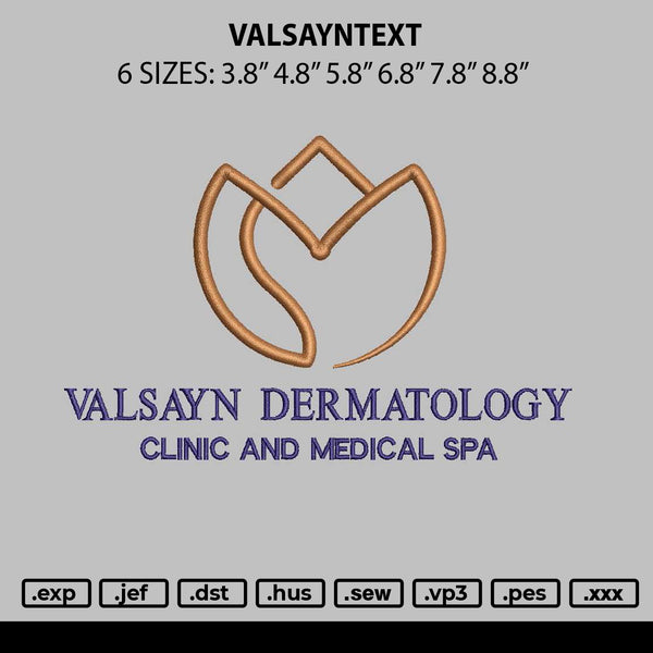 Valsayntext Embroidery File 6 sizes