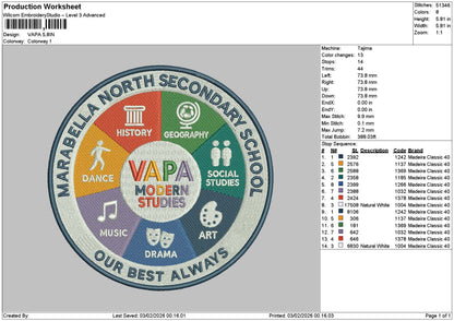 Vapatext Circle Embrodiery File 6 sizes
