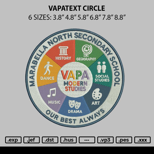 Vapatext Circle Embrodiery File 6 sizes